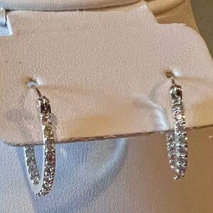 Silver and crystal loop earrings
